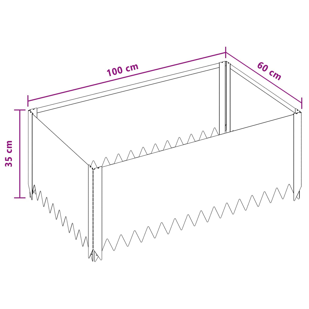 Lawn Edging 4 pcs 100 x 60 x 35 cm Steel Black