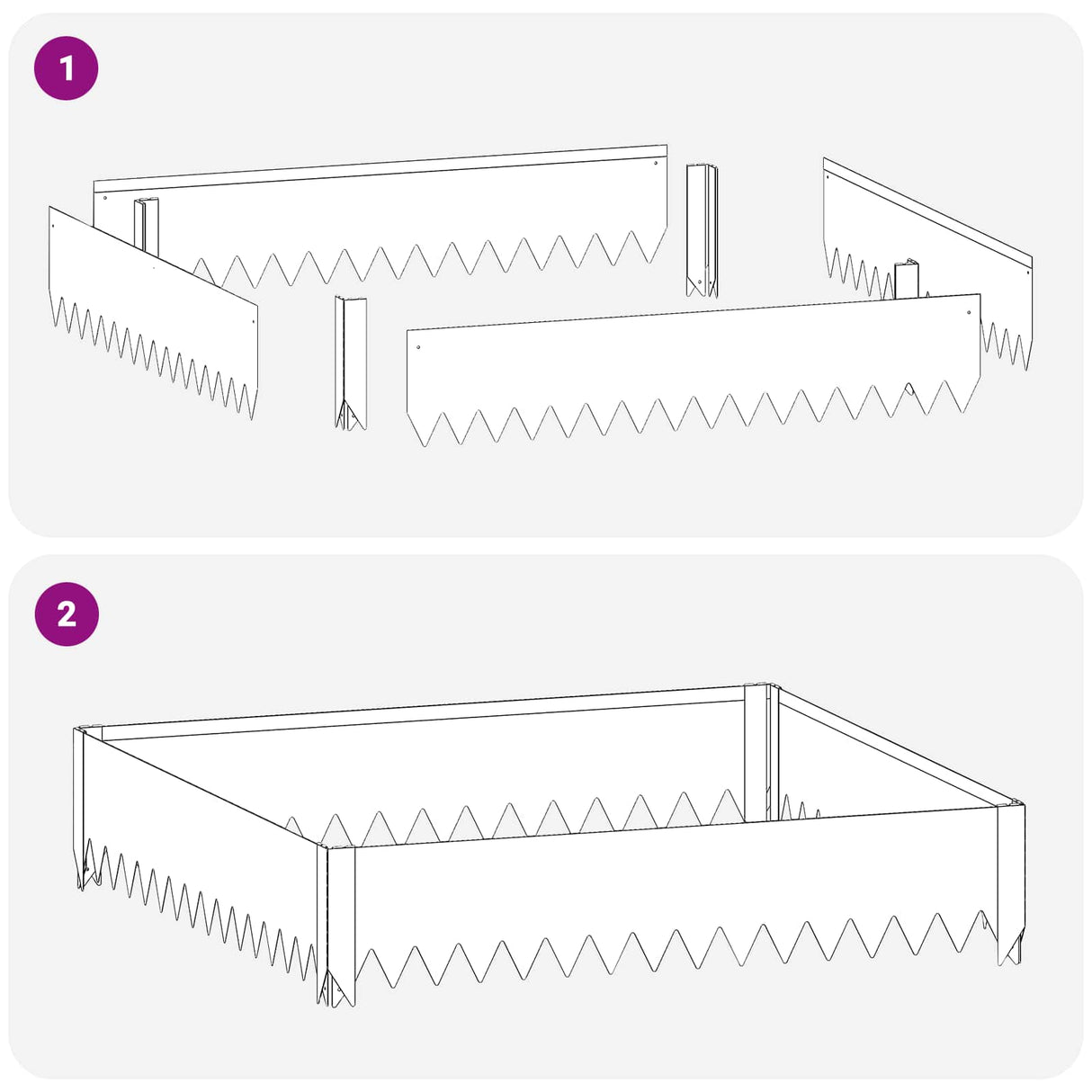 Lawn Edging 100 x 100 x 20 cm Steel Black