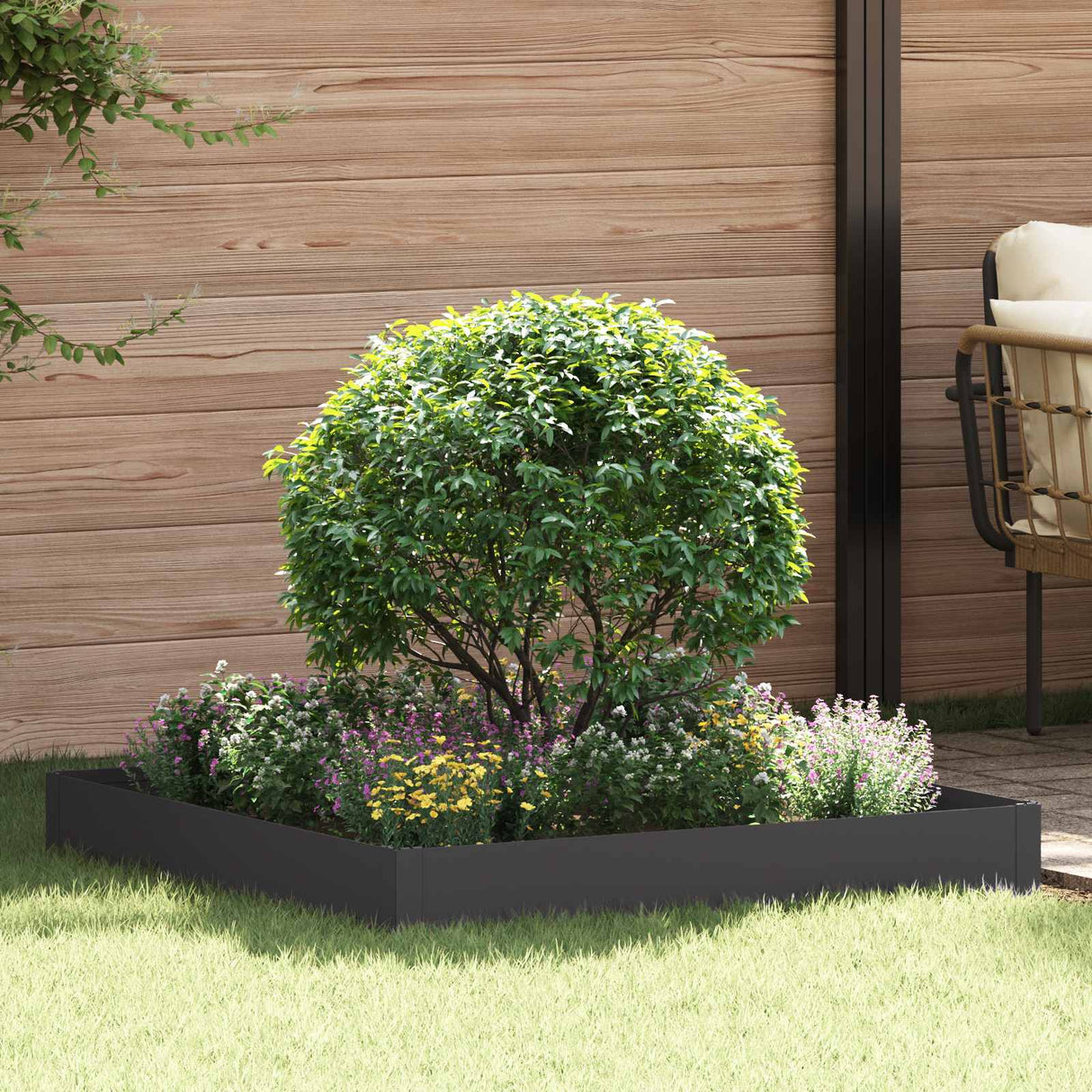 Lawn Edging 100 x 100 x 20 cm Steel Black