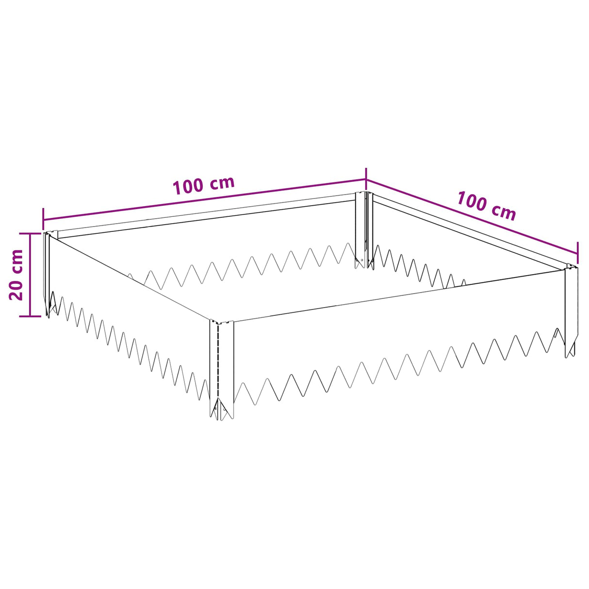 Lawn Edging 100 x 100 x 20 cm Steel Black