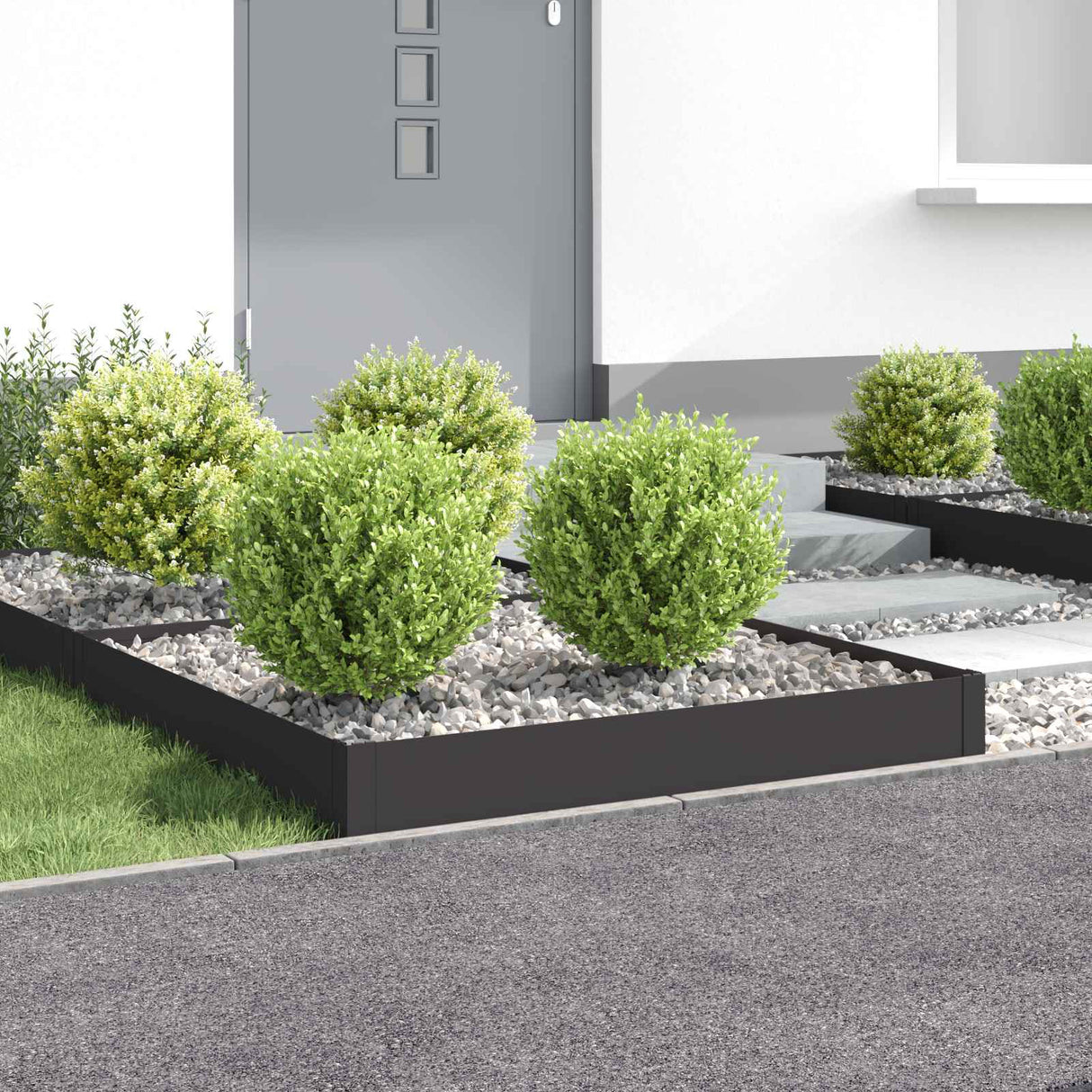 Lawn Edging 4 pcs 100 x 100 x 20 cm Steel Black