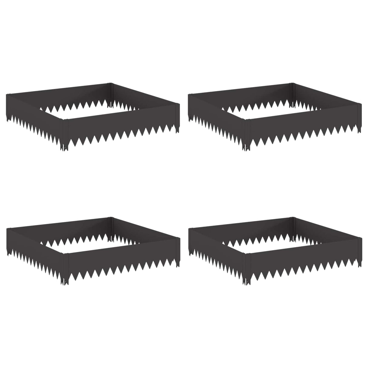 Lawn Edging 4 pcs 100 x 100 x 20 cm Steel Black