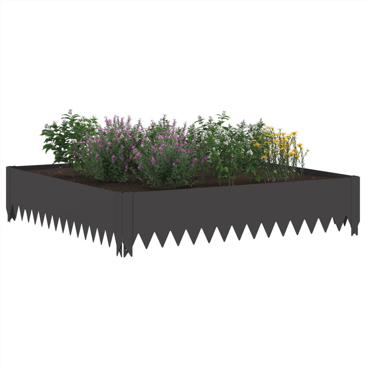 Lawn Edging 4 pcs 100 x 100 x 20 cm Steel Black