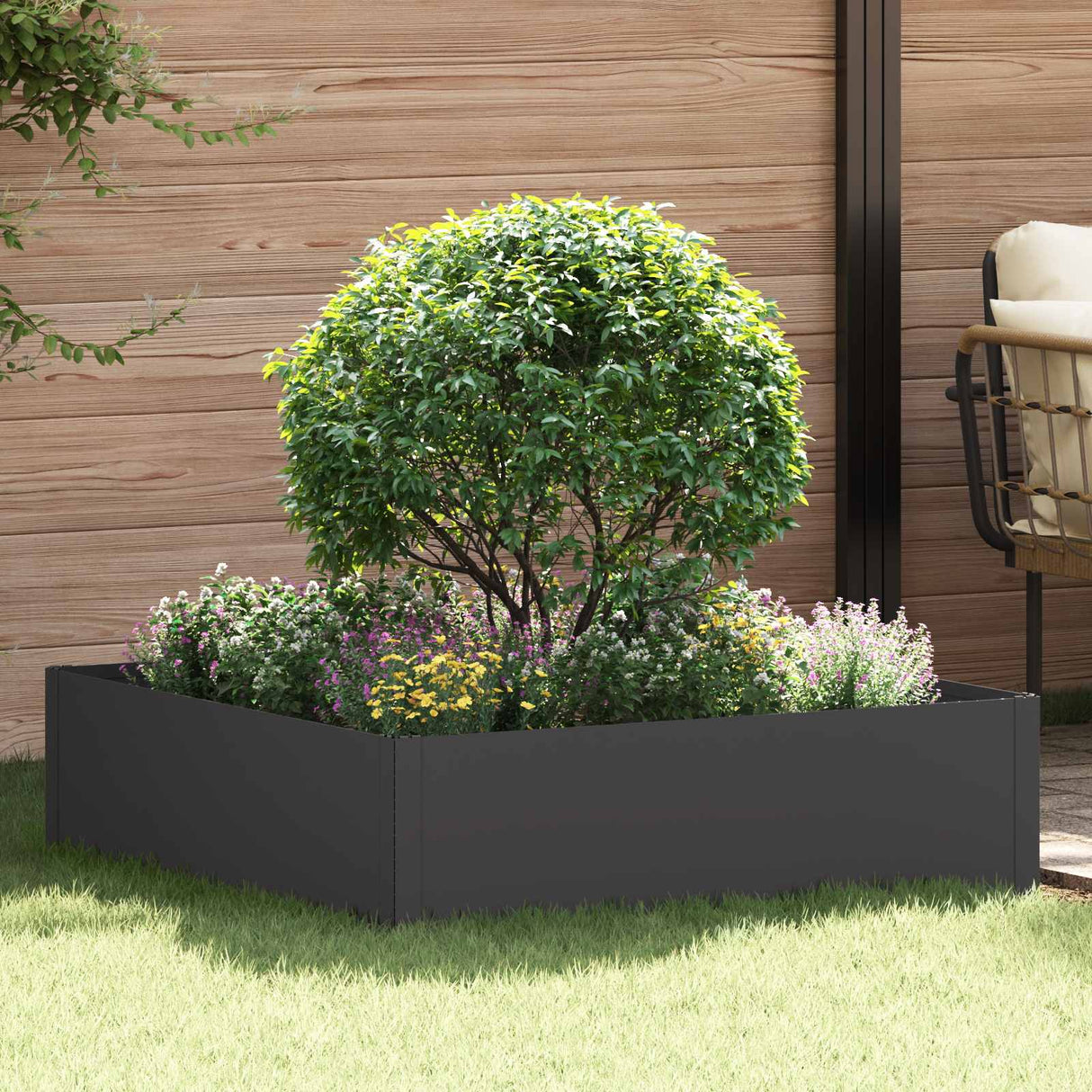 Lawn Edging 100 x 100 x 35 cm Steel Black