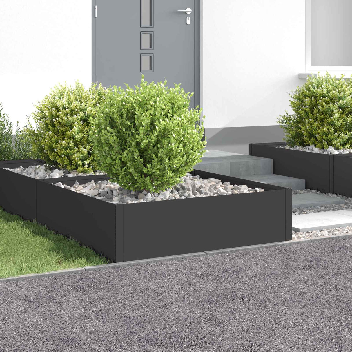 Lawn Edging 4 pcs 100 x 100 x 35 cm Steel Black