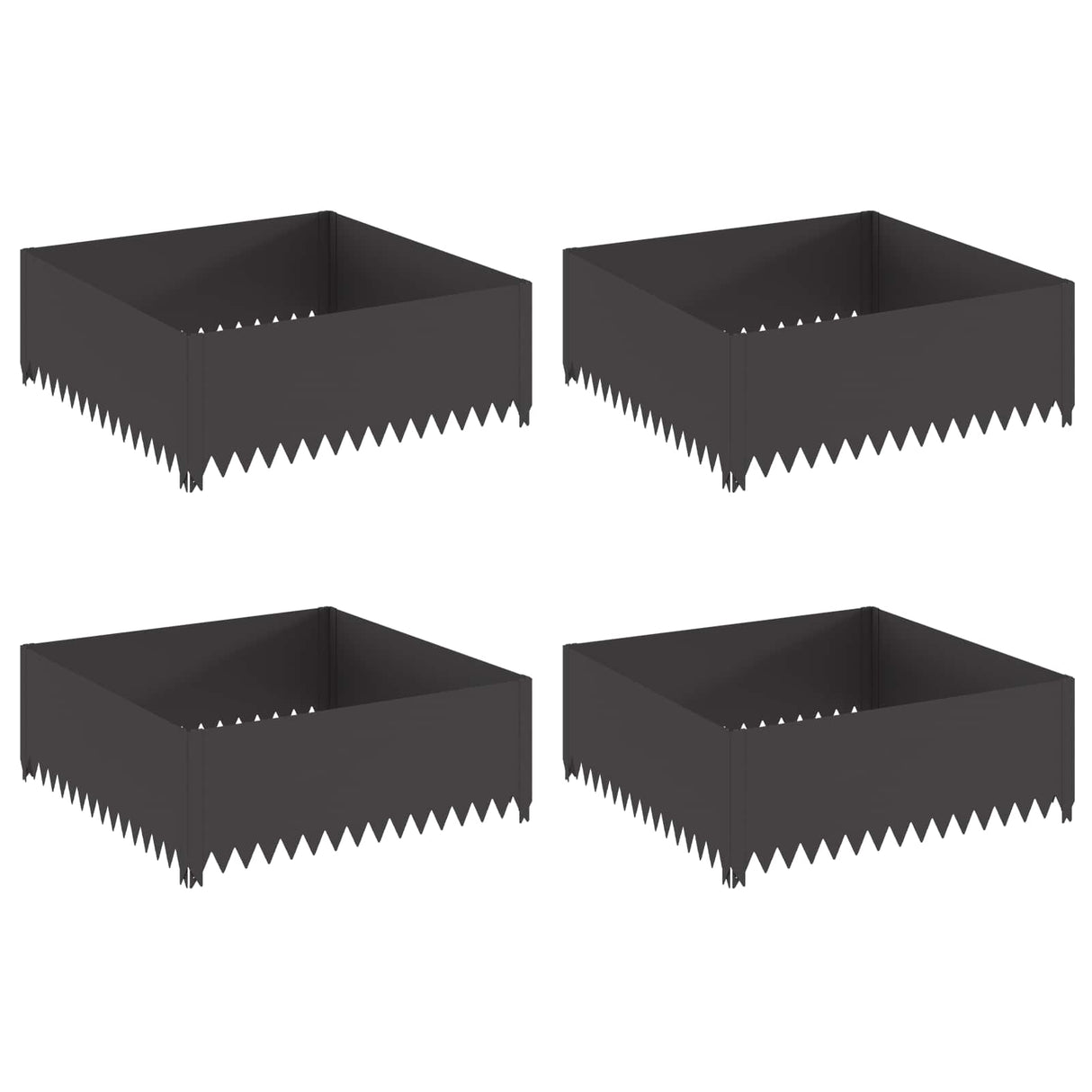 Lawn Edging 4 pcs 100 x 100 x 35 cm Steel Black