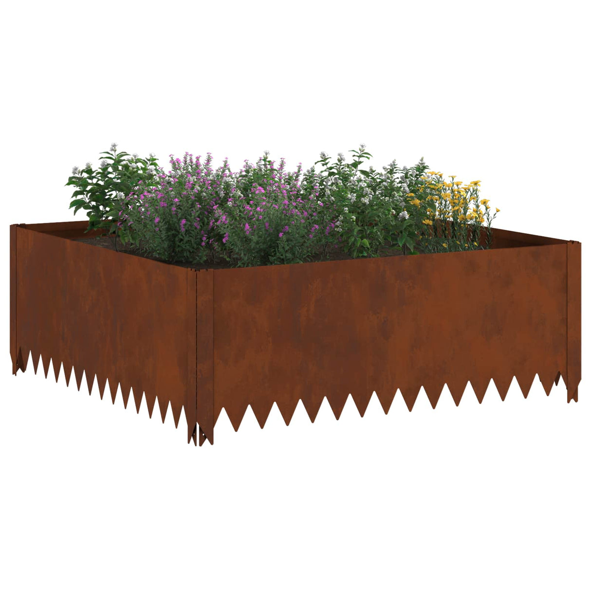 Lawn Edging 4 pcs 100 x 100 x 35 cm Steel Rusty