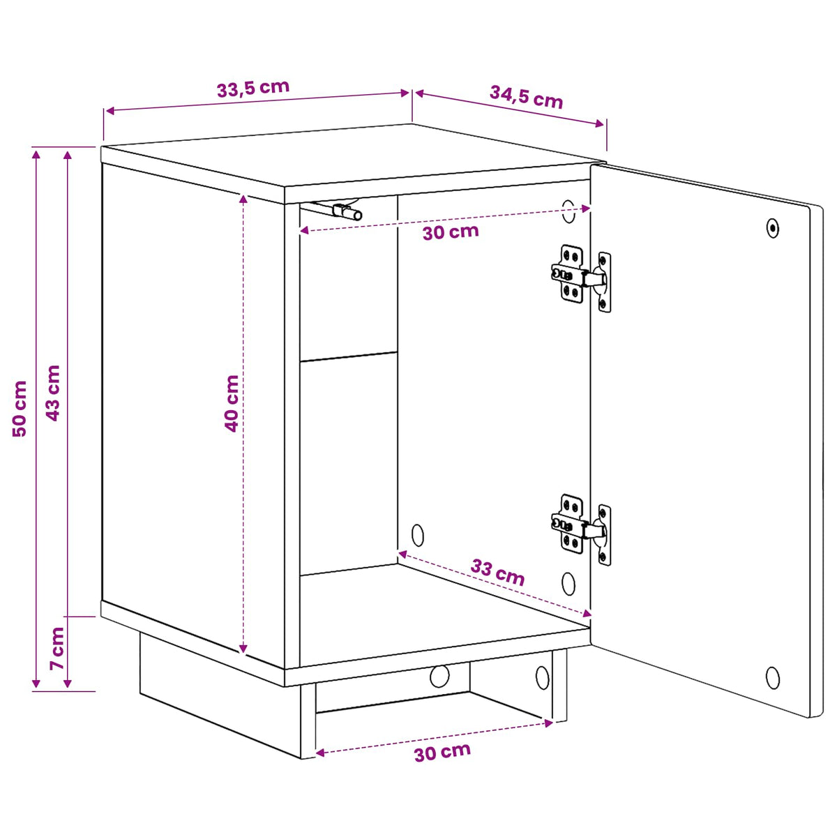 Bedside Cabinet White 33.5 x 34.5 x 50 cm Engineered Wood