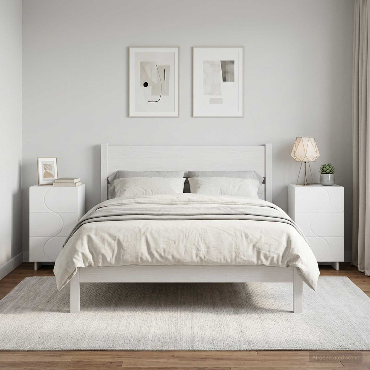 Bedside Cabinet 2 pcs White 33.5 x 34.5 x 60 cm Engineered Wood
