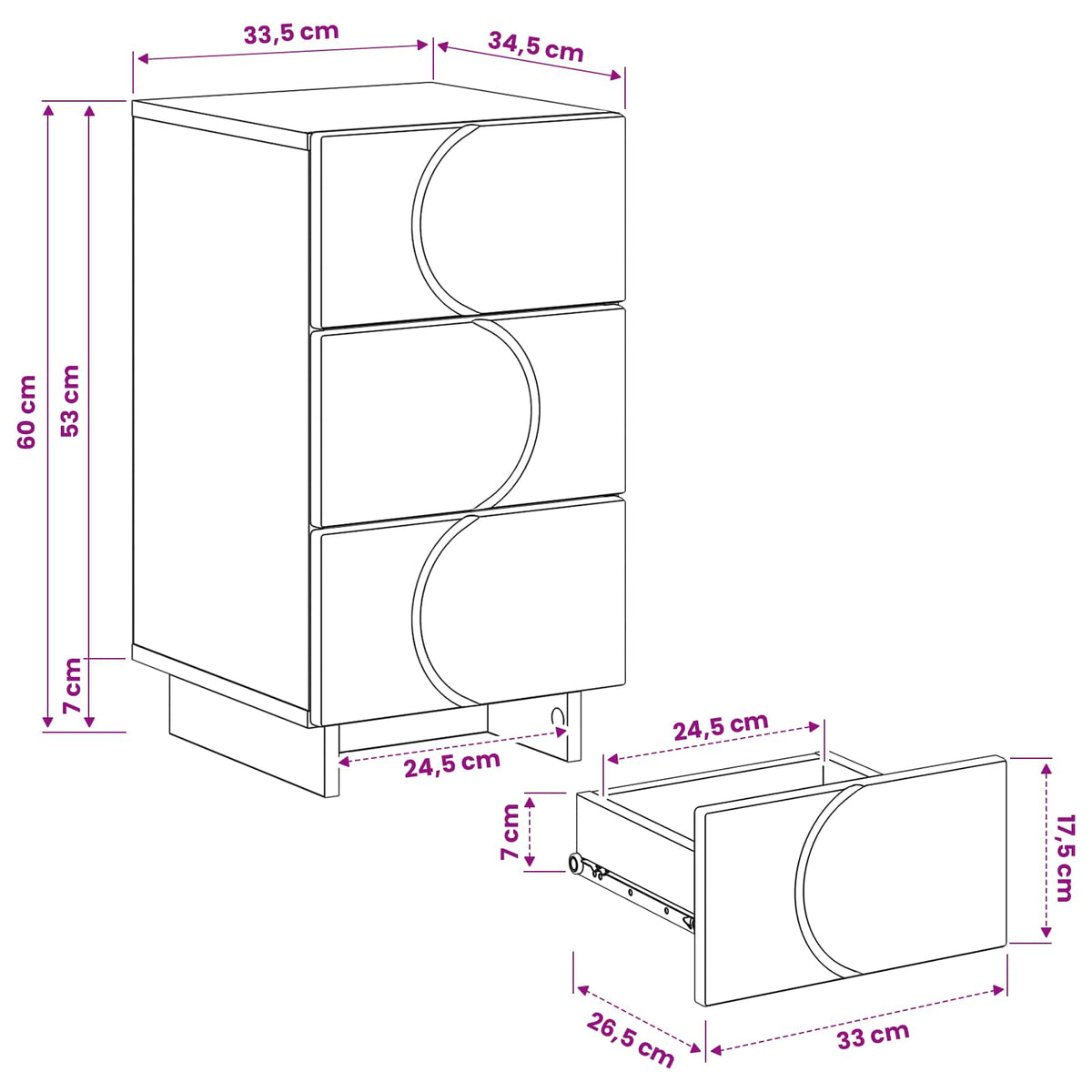 Bedside Cabinet Sonoma Oak 33.5 x 34.5 x 60 cm Engineered Wood