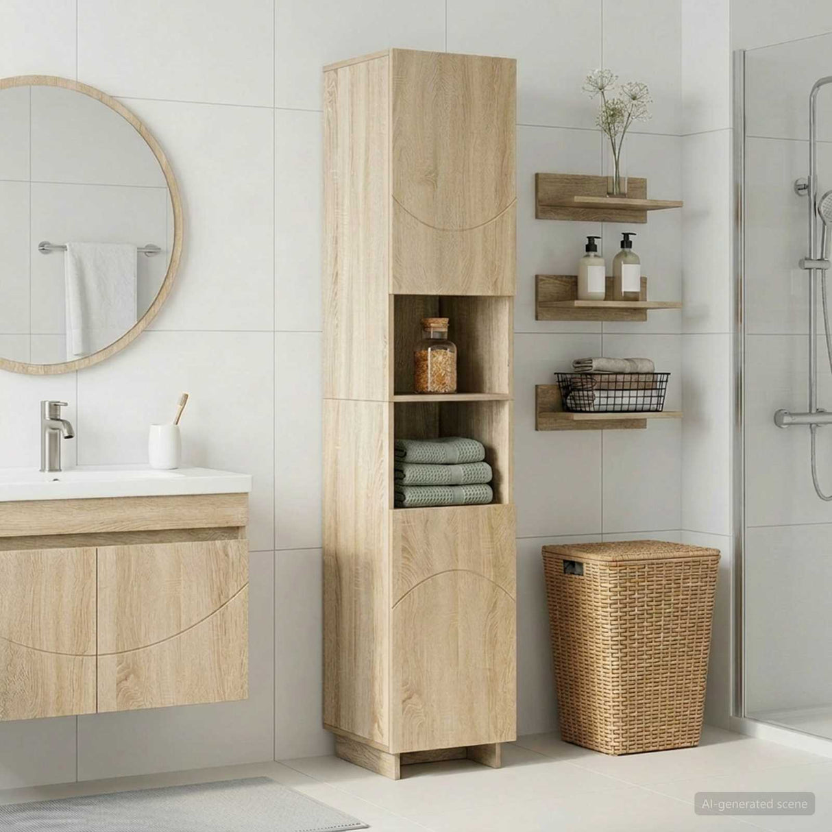 Bathroom cabinet Sonoma Oak 36.5 x 38 x 180 cm Engineered Wood