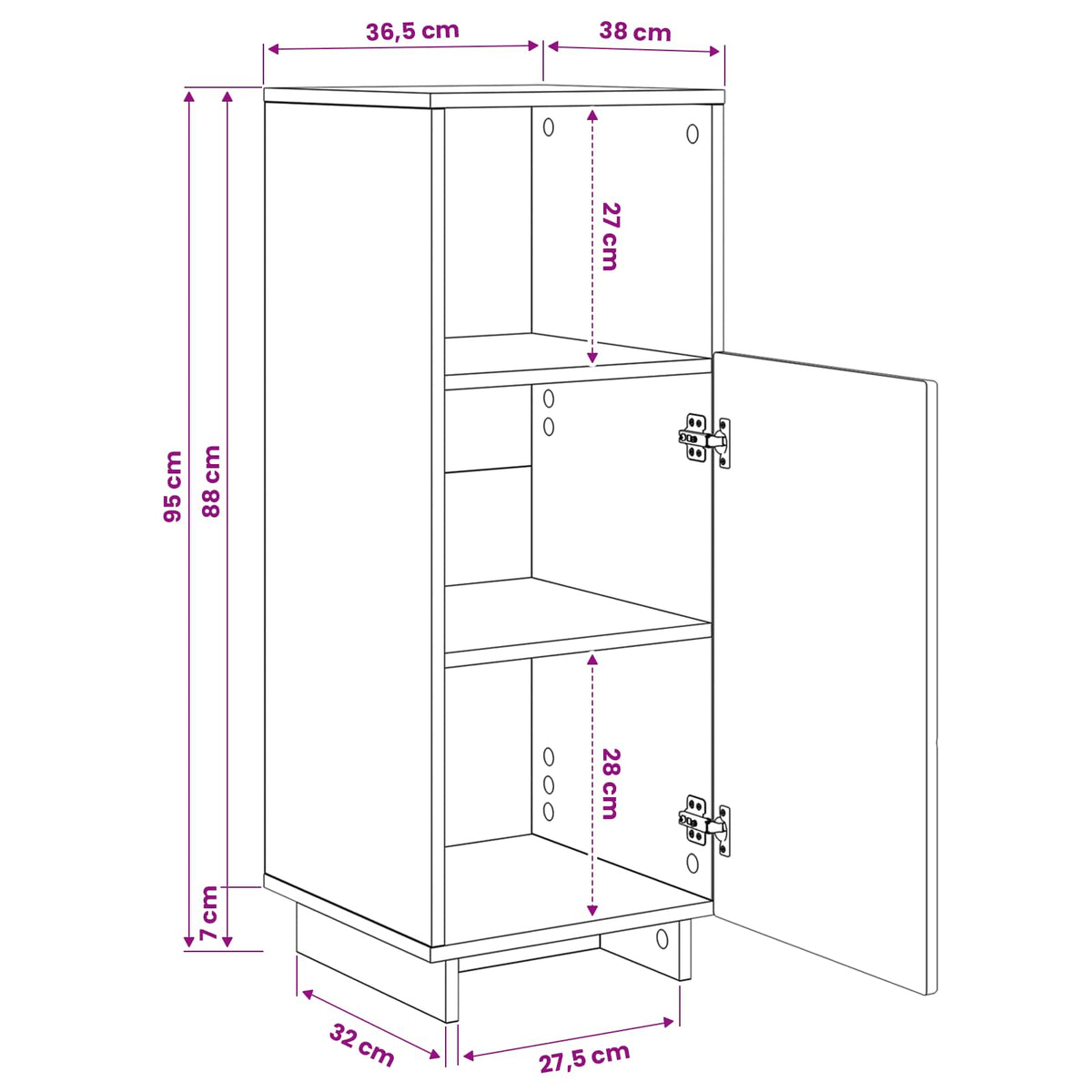 Bathroom cabinet Sonoma Oak 36.5 x 38 x 95 cm Engineered Wood