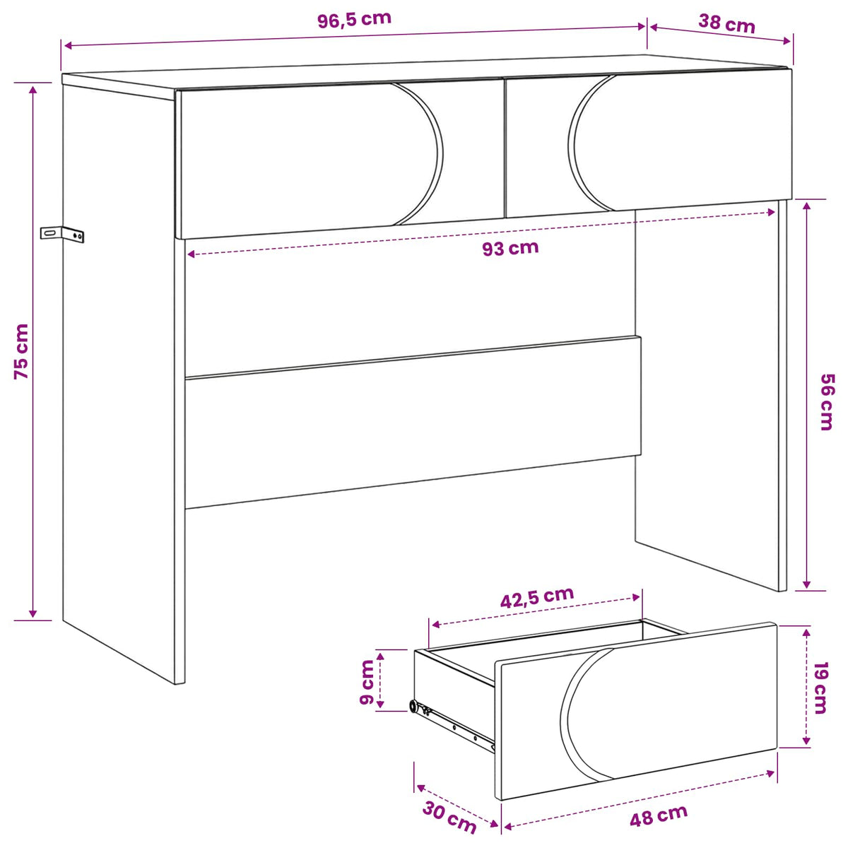 Console Table Sonoma Oak 96.5 x 38 x 75 cm Engineered Wood