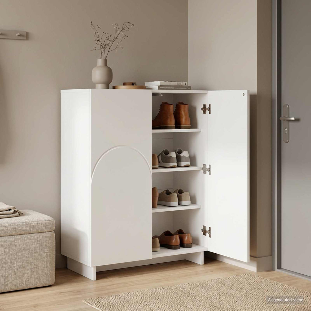 Shoe Cabinet 73 x 38 x 87.5 cm Engineered Wood White