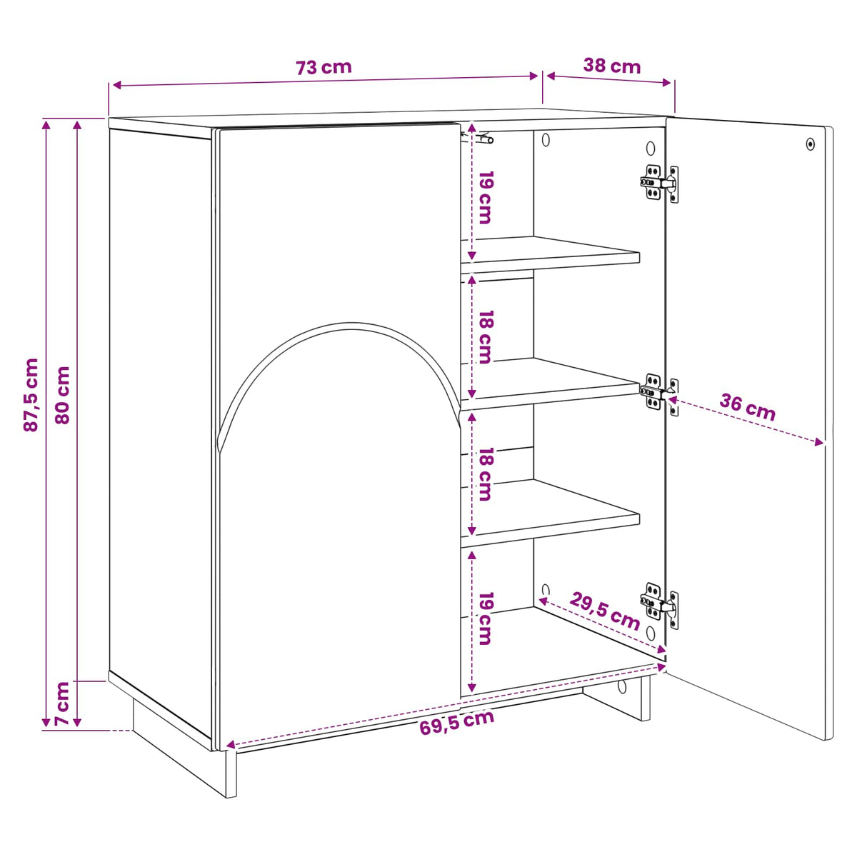 Shoe Cabinet 73 x 38 x 87.5 cm Engineered Wood White