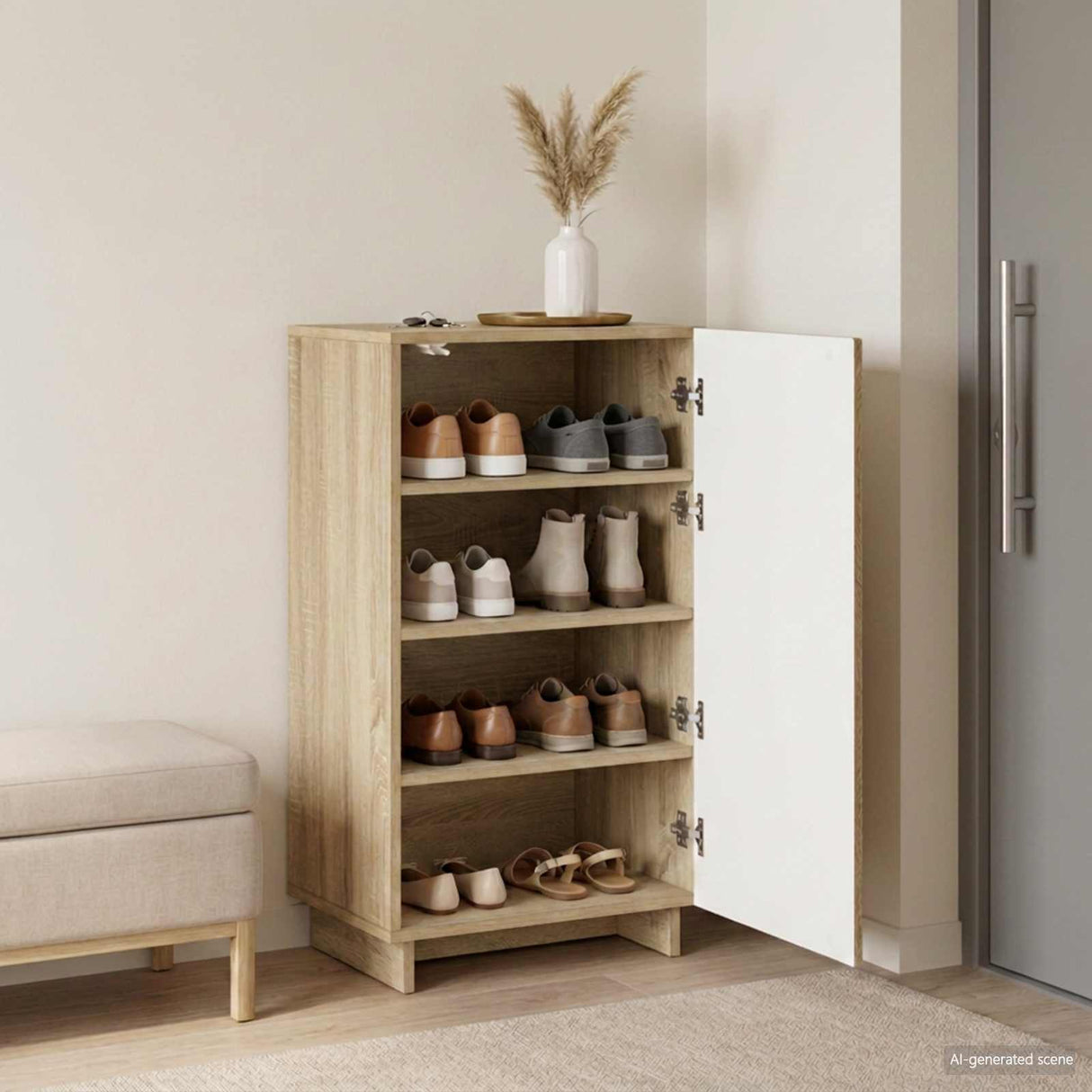 Shoe Cabinet 48 x 38 x 87.5 cm Engineered Wood Sonoma Oak