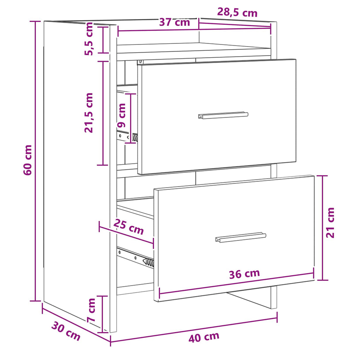 Bedside Tables 2 pcs Sonoma Oak 40 x 30 x 60 cm Engineered Wood