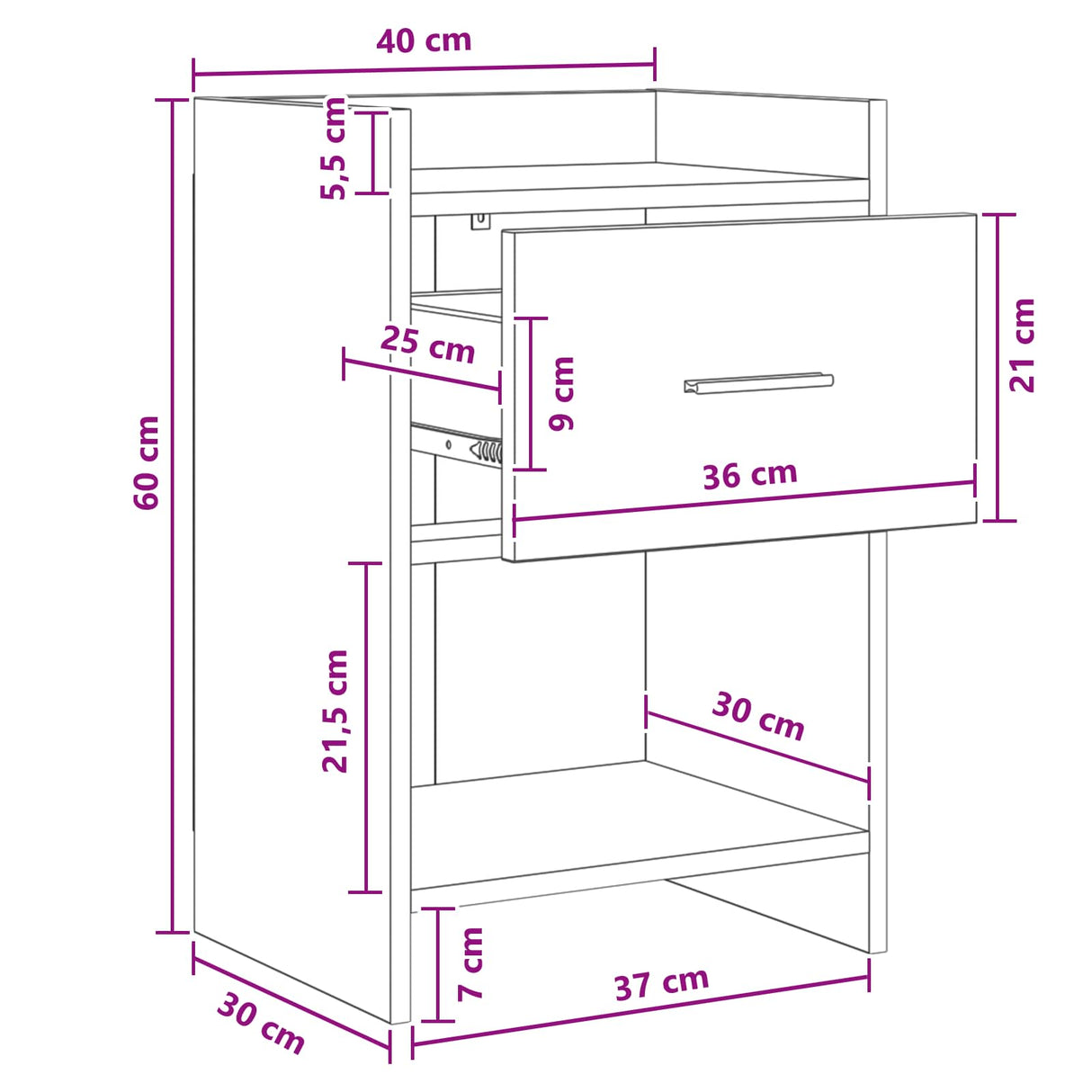 Bedside Tables White 40 x 36 x 60 cm Engineered Wood