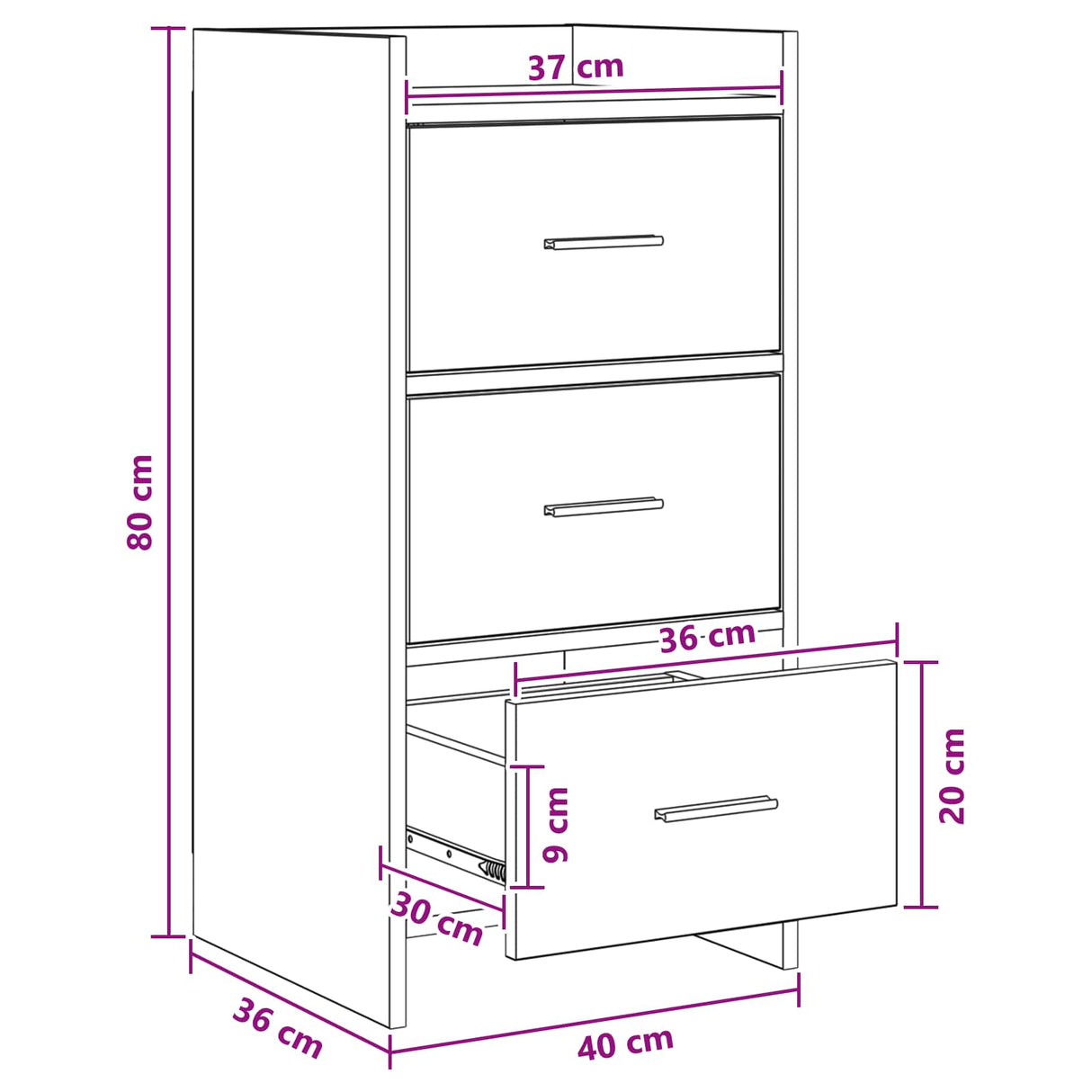 Sideboard White 40 x 36 x 80 cm Engineered Wood