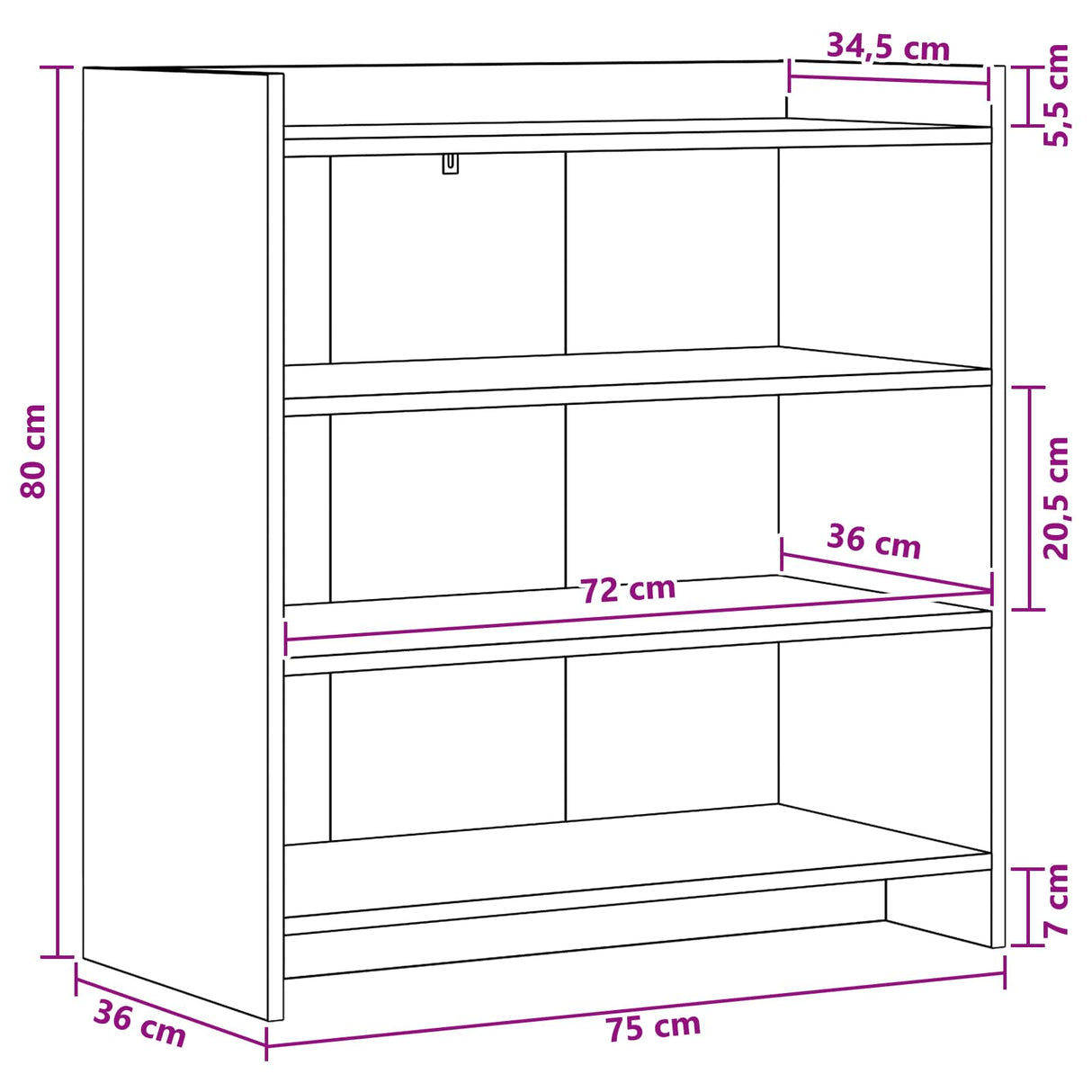 Sideboard White 75 x 36 x 80 cm Engineered Wood