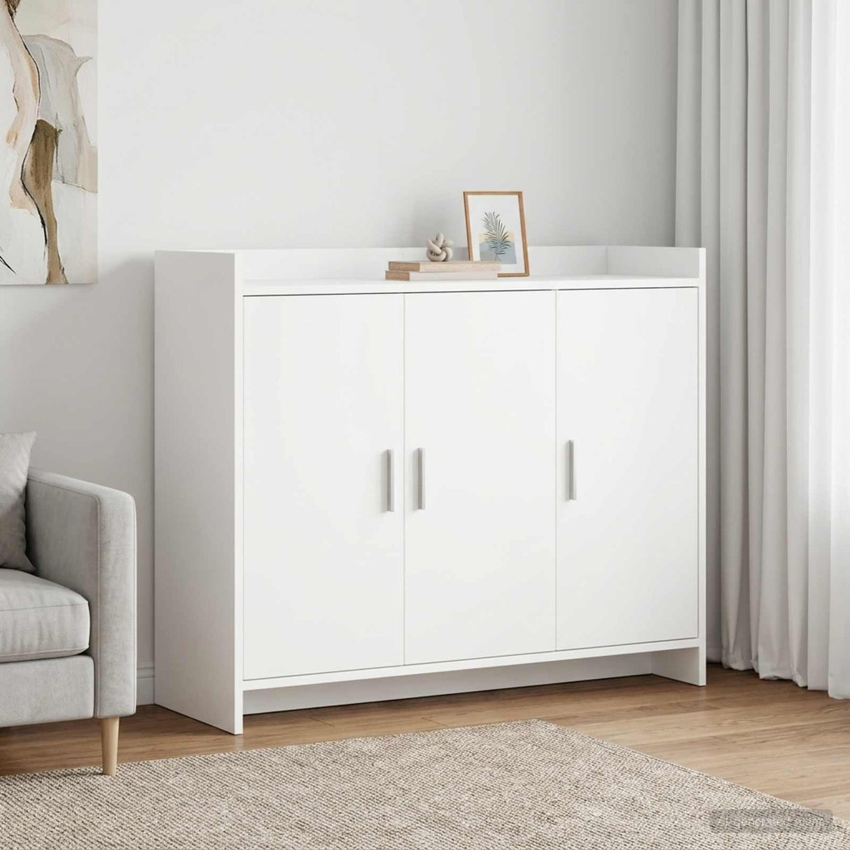 Sideboard White 98.5 x 33 x 80 cm Engineered Wood