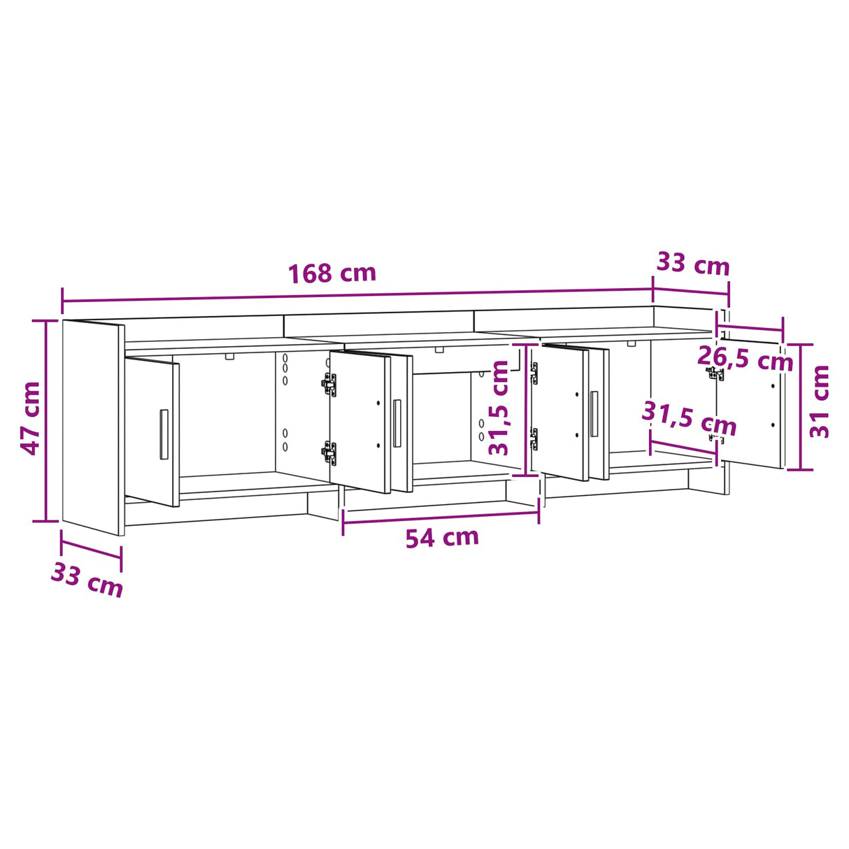 TV Cabinet 168 x 33 x 47 cm Sonoma Oak Engineered Wood