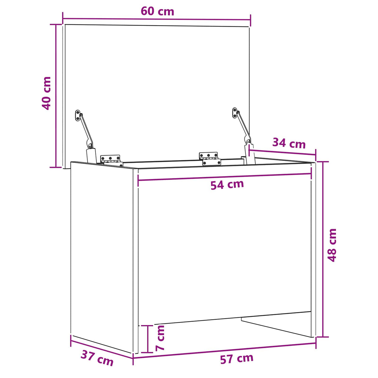 Storage Chest White 60 x 40 x 50 cm Engineered Wood