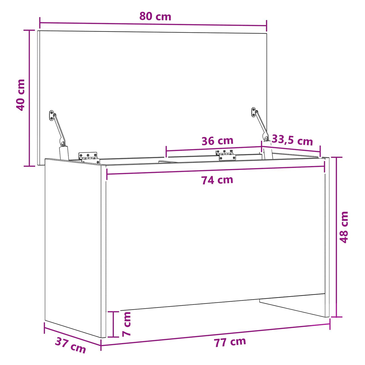Storage Chest White 80 x 40 x 50 cm Engineered Wood