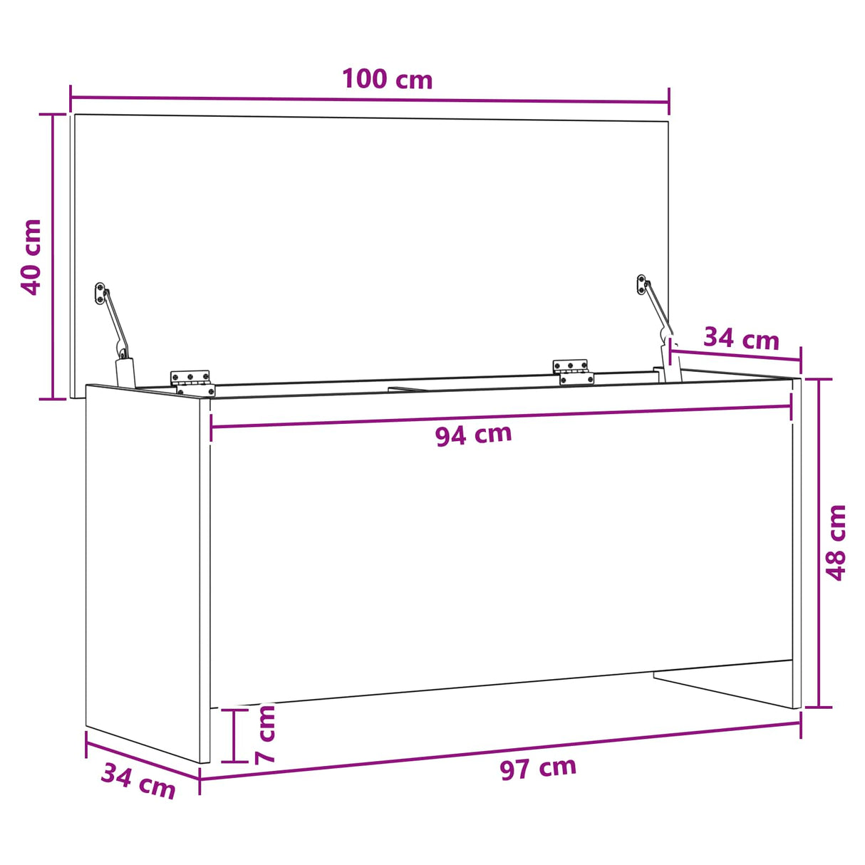 Storage Chest White 100 x 40 x 50 cm Engineered Wood