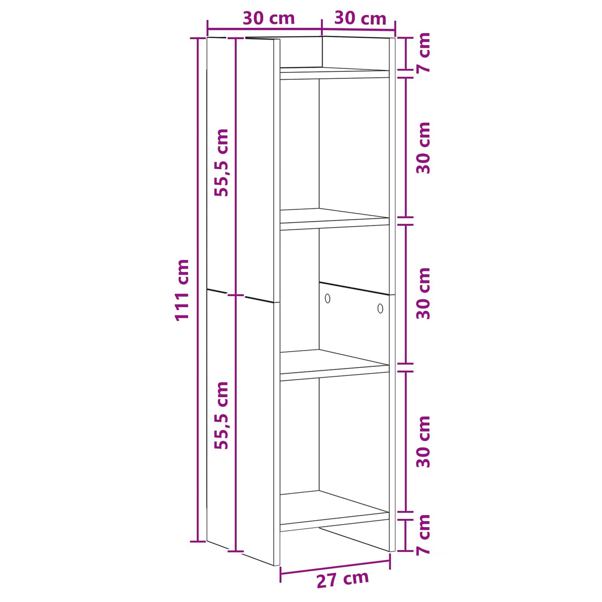 Bookcase Sonoma Oak 30 x 30 x 111 cm Engineered Wood