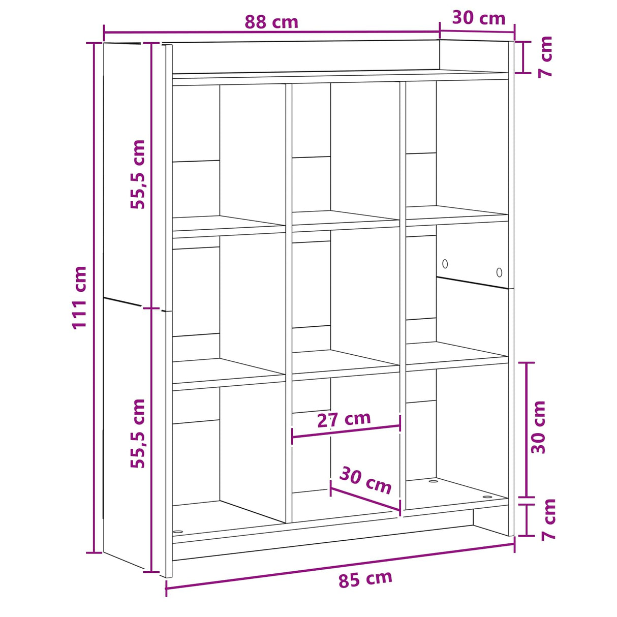 Bookcase White 87.5 x 30 x 111 cm Engineered Wood