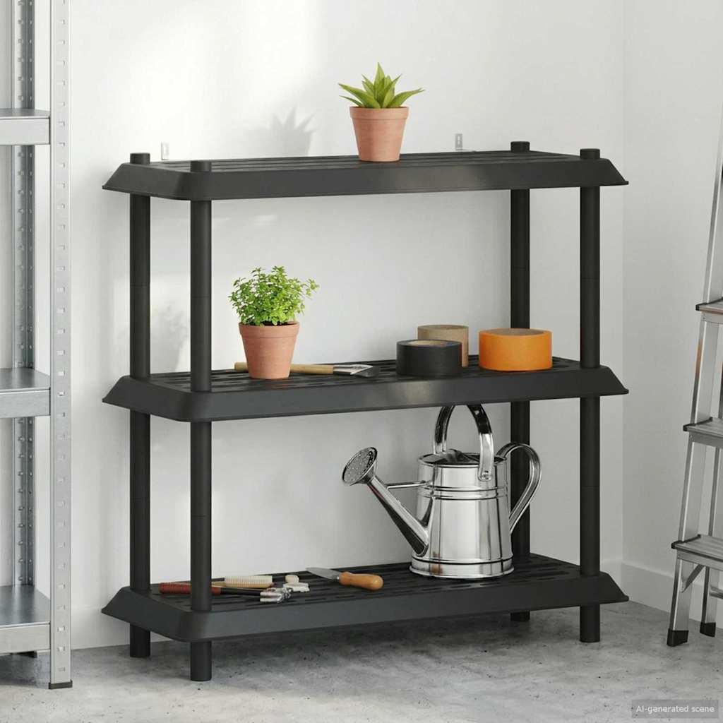 Shelving Unit 3-Tier 100 x 40 x 96 cm PP Anthracite