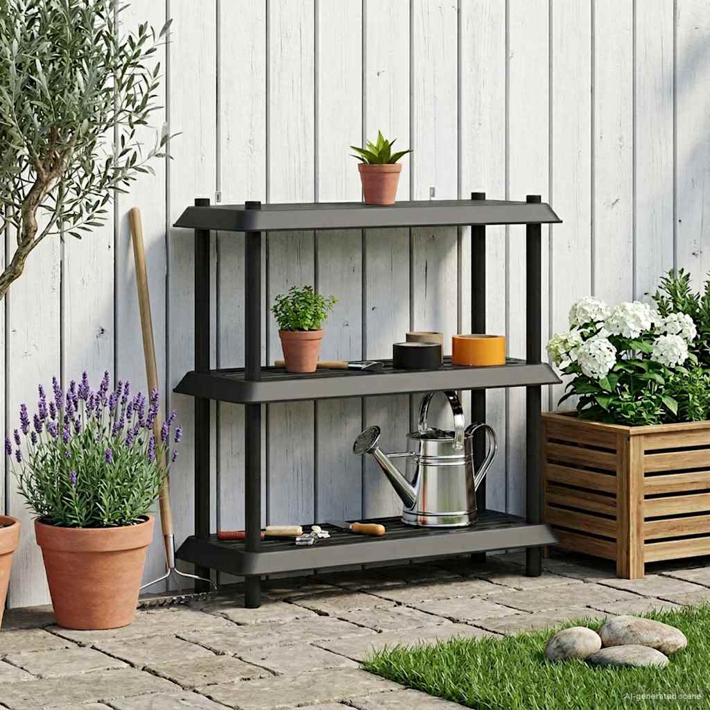 Shelving Unit 3-Tier 100 x 40 x 96 cm PP Anthracite