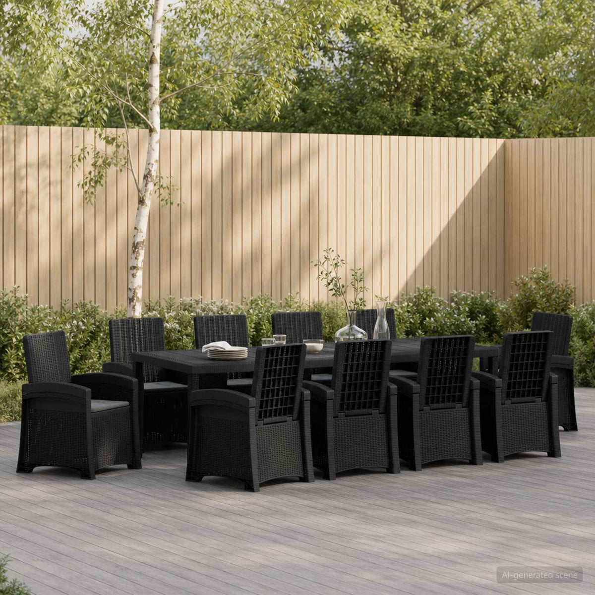Garden Dining Set 11 pcs Anthracite PP