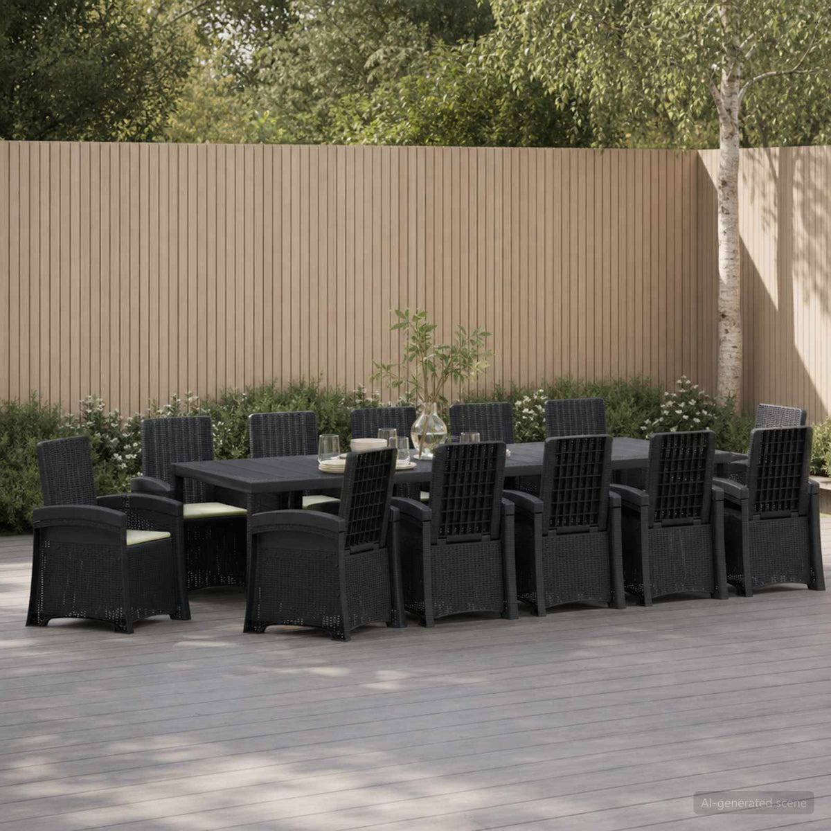 Garden Dining Set 14 pcs Anthracite and Cream PP
