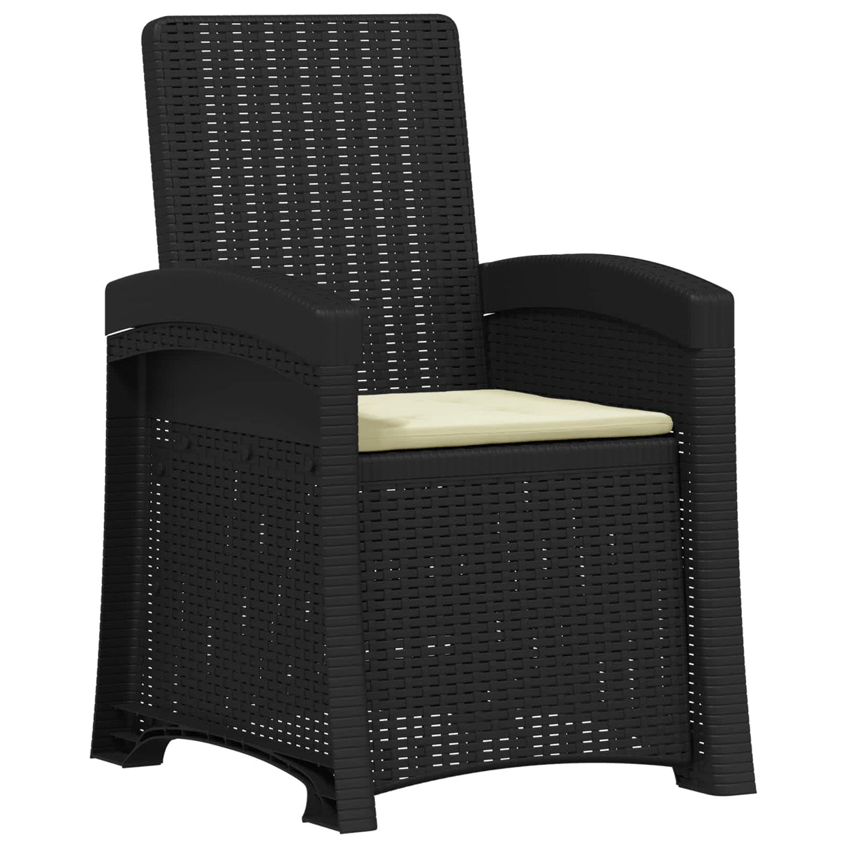 Reclining garden chair in rattan style Anthracite and Cream PP