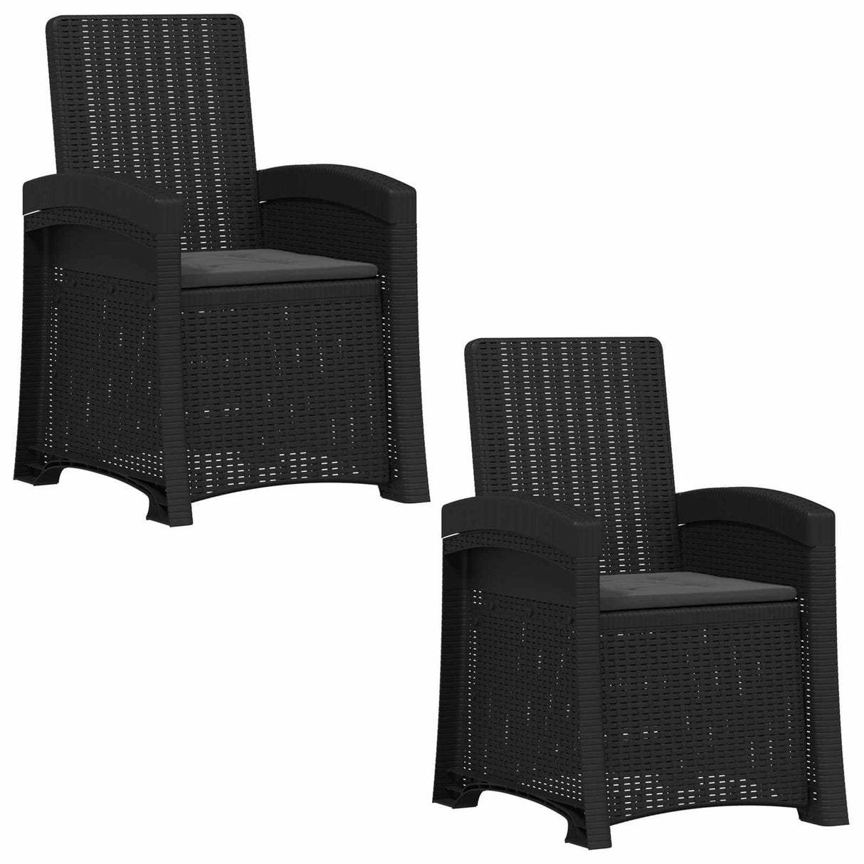Reclining garden chair in rattan style 2 pcs Anthracite PP