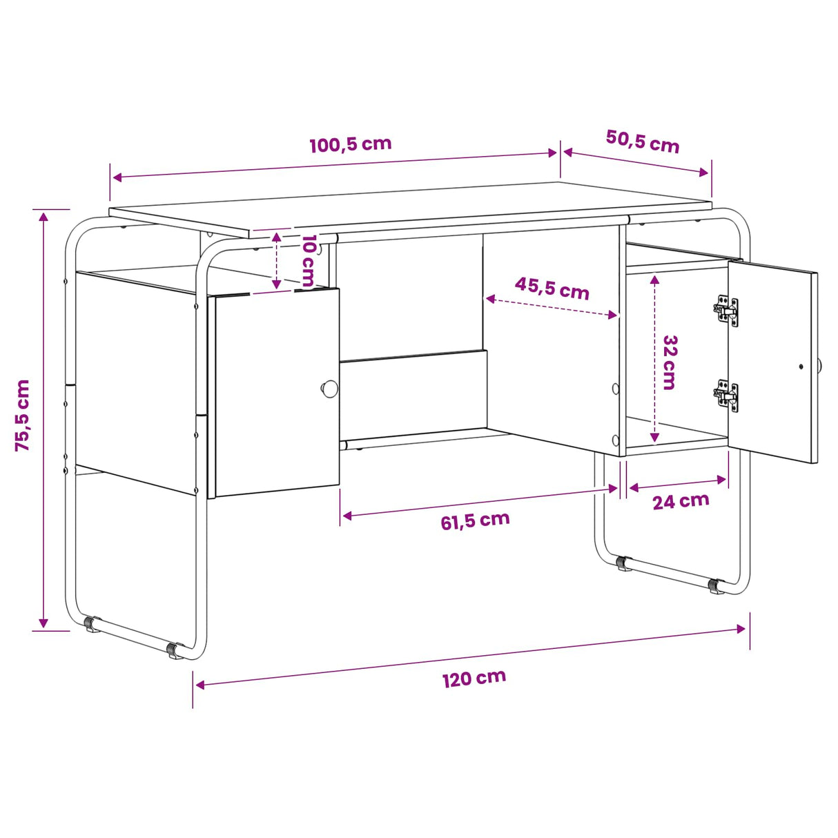 Desk with Storage Artisan Oak 120 x 50.5 x 75.5 cm