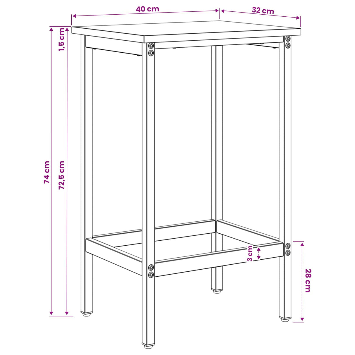 Bar Stool Black Oak 40 x 32 x 74 cm Engineered Wood
