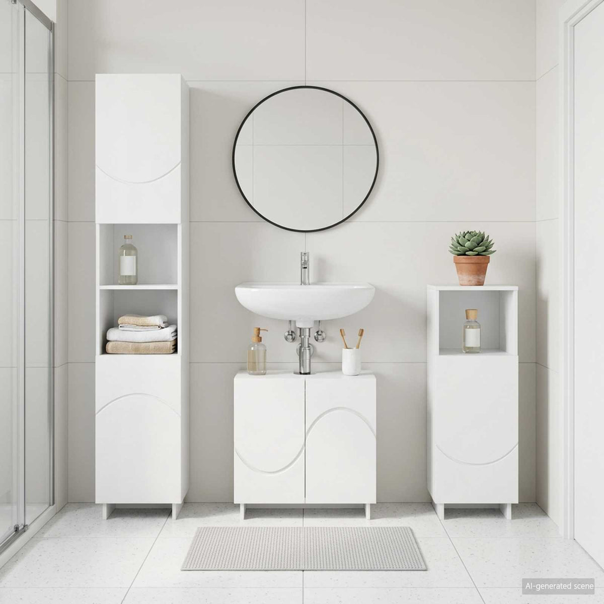 Bathroom Cabinet Set 3 pcs White Engineered Wood