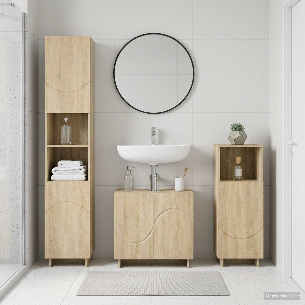 Bathroom Cabinet Set 3 pcs Sonoma Oak Engineered Wood