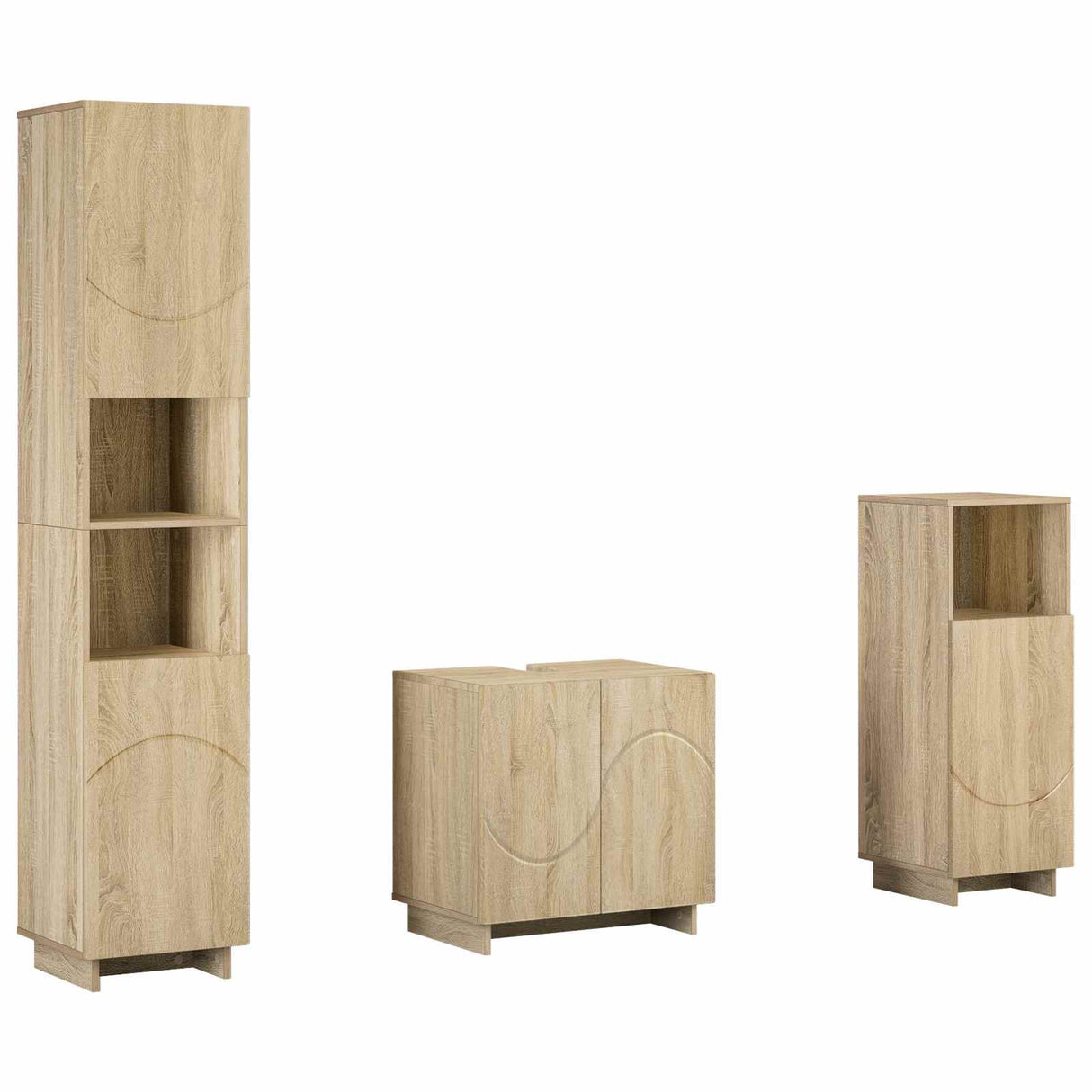 Bathroom Cabinet Set 3 pcs Sonoma Oak Engineered Wood
