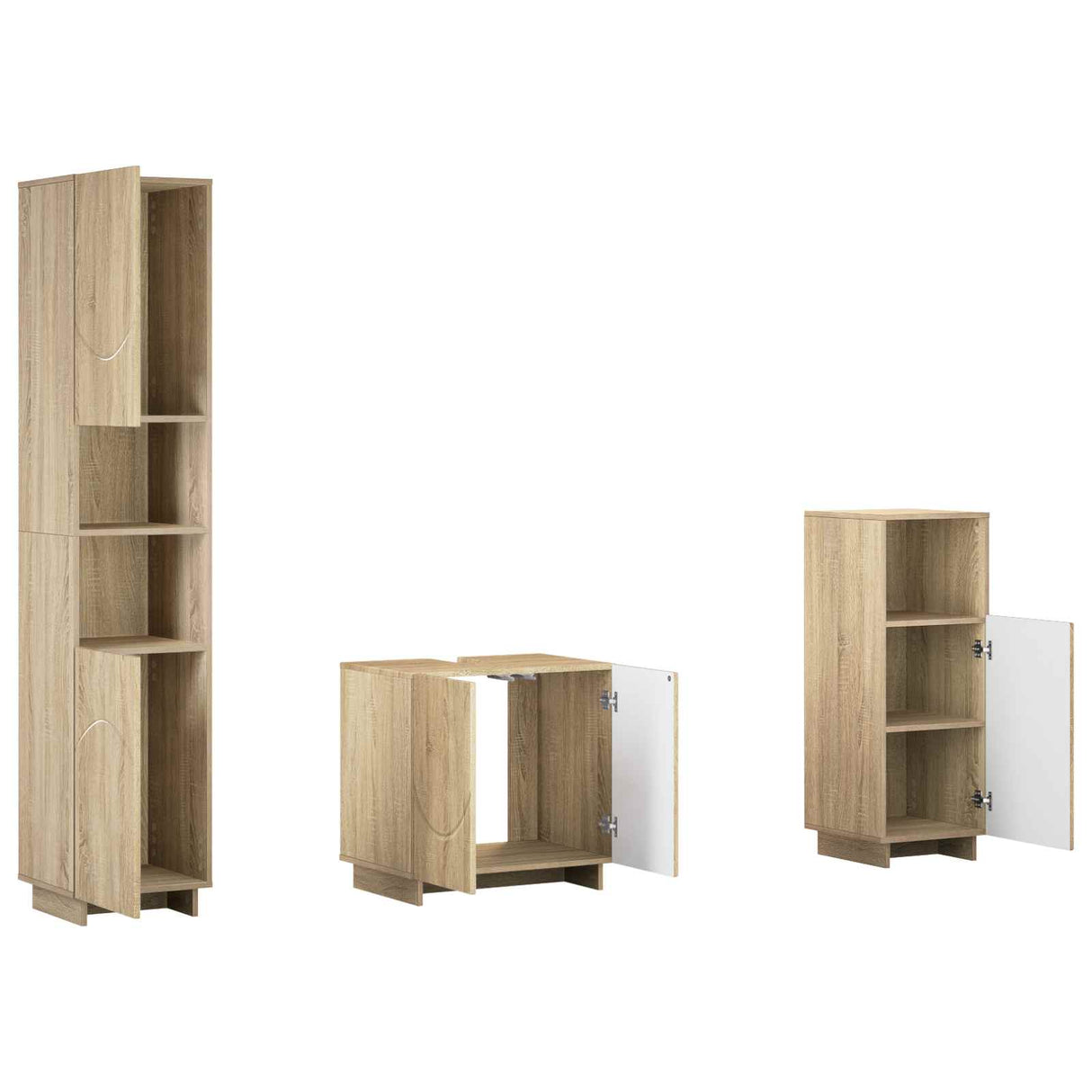 Bathroom Cabinet Set 3 pcs Sonoma Oak Engineered Wood
