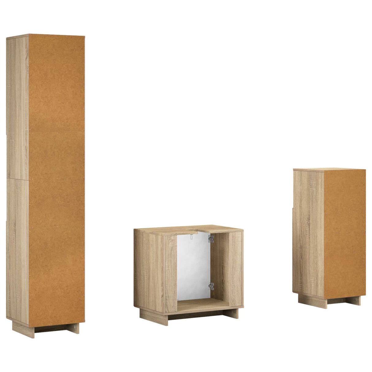 Bathroom Cabinet Set 3 pcs Sonoma Oak Engineered Wood