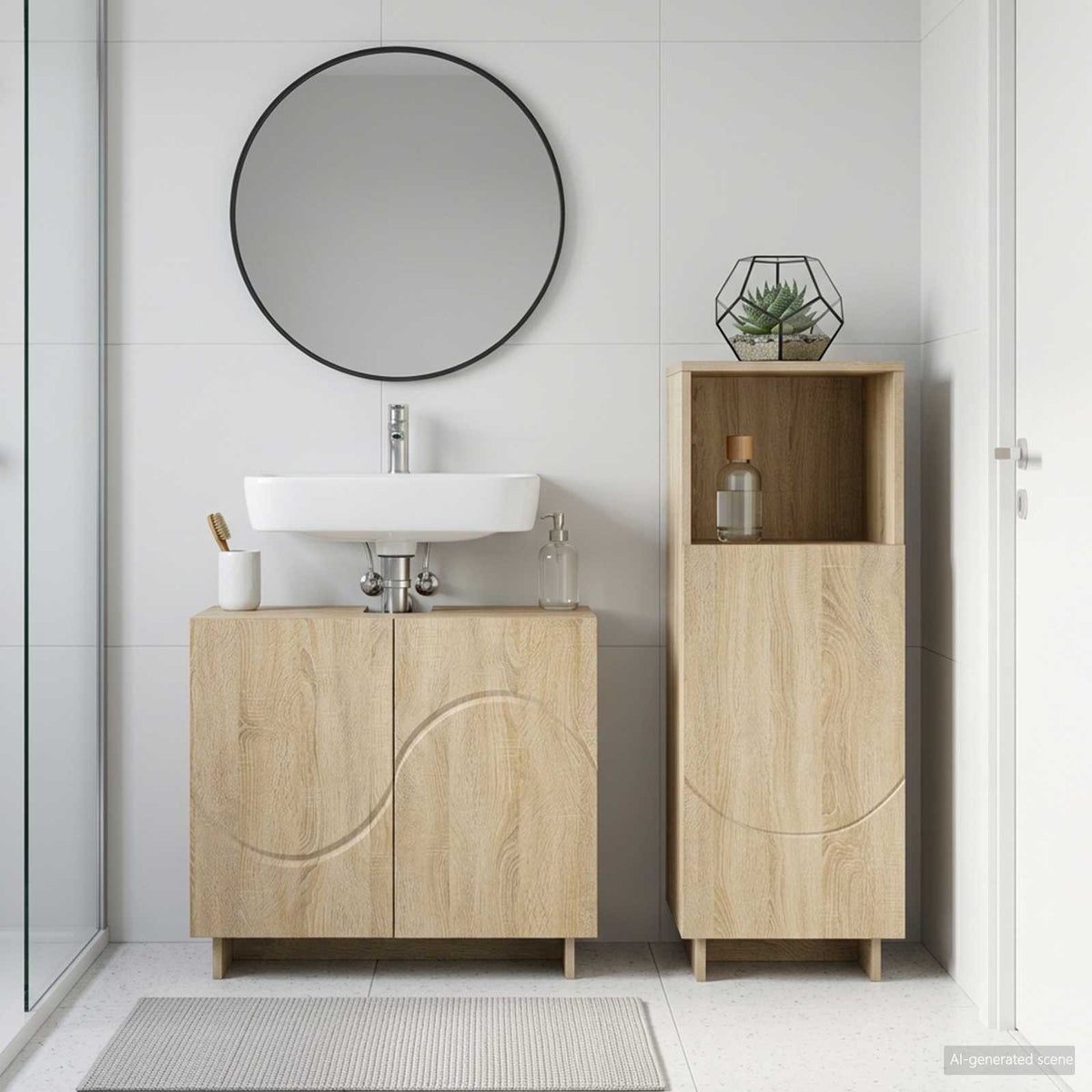 Bathroom Cabinet Set 2 pcs Sonoma Oak Engineered Wood
