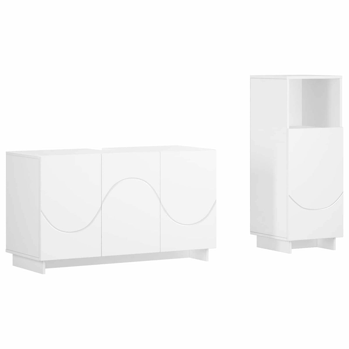 Bathroom Cabinet Set 2 pcs White Engineered Wood