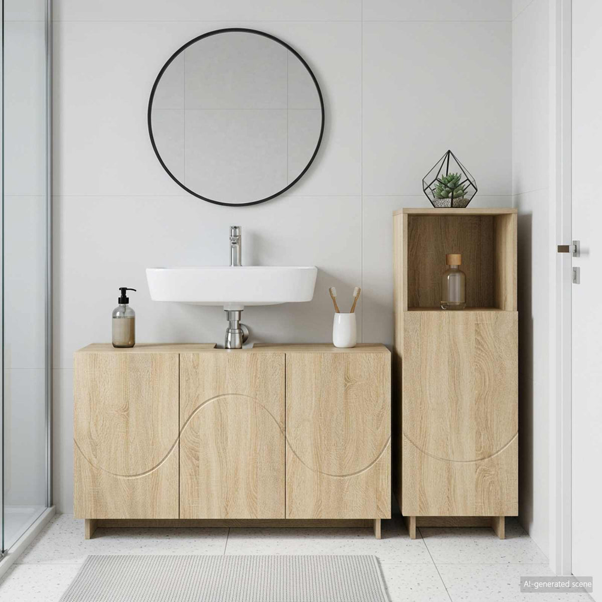 Bathroom Cabinet Set 2 pcs Sonoma Oak Engineered Wood