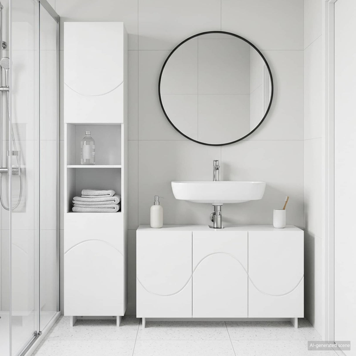 Bathroom Cabinet Set 2 pcs White Engineered Wood