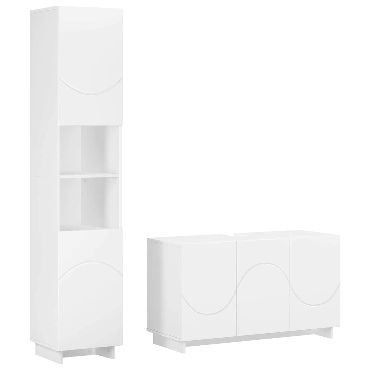 Bathroom Cabinet Set 2 pcs White Engineered Wood