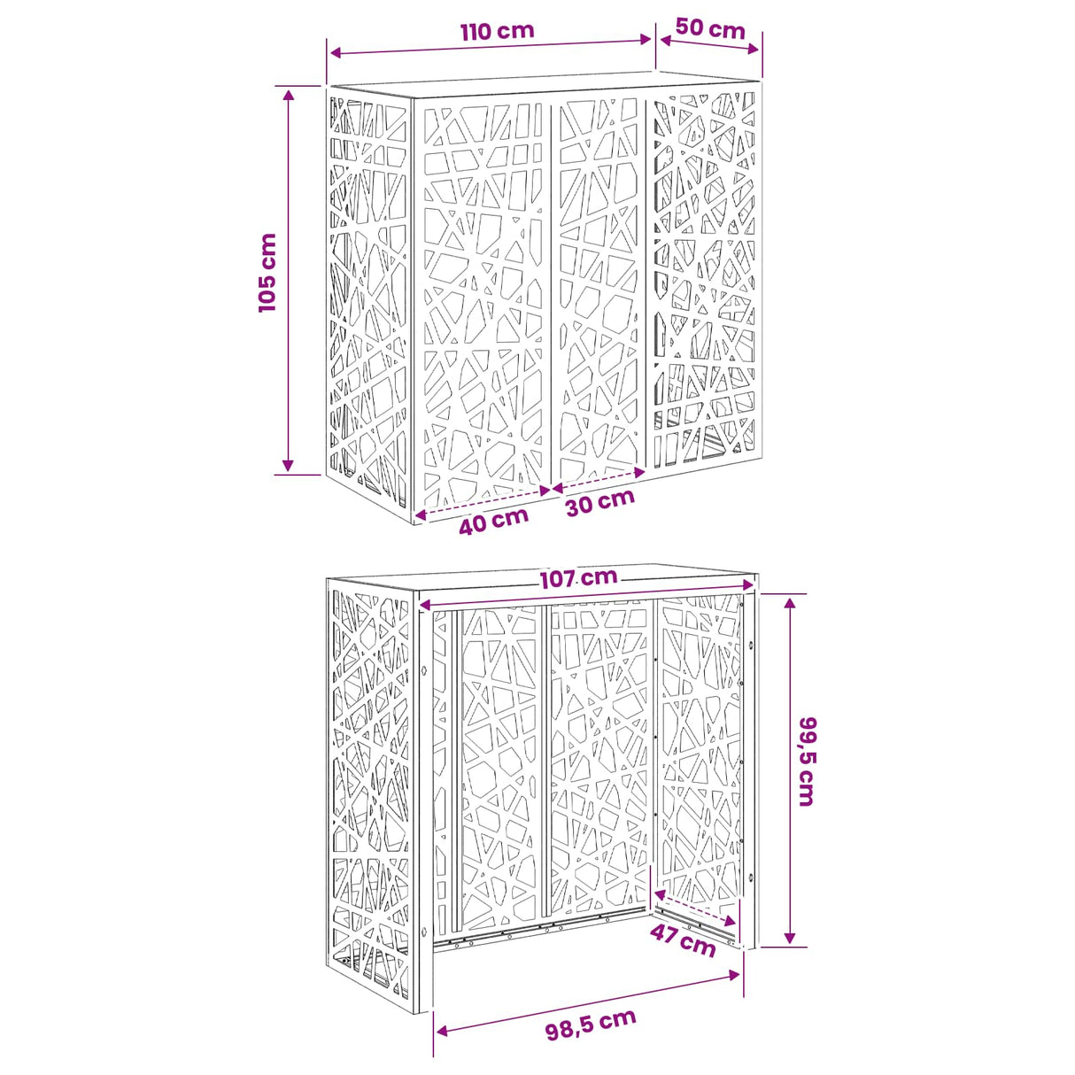 Air Conditioner Cover Black 110 x 50 x 105 cm Steel